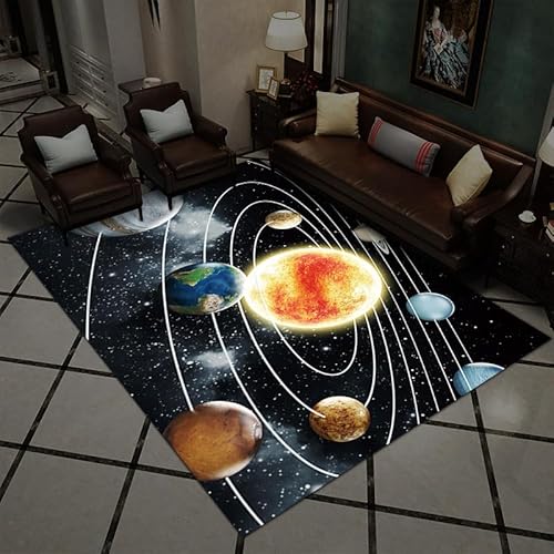 YOUOUSI Galaxy Space Planet Area Teppich geeignet für Schlafzimmer Wohnzimmer Teppich Kinderzimmer Kinder Krabbeln rutschfeste Bodenmatte von YOUOUSI
