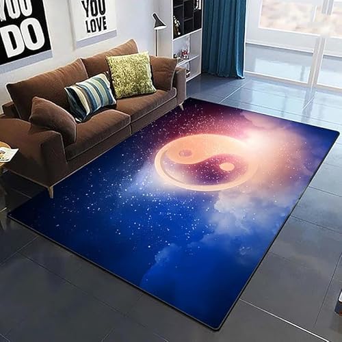 YOUOUSI Galaxy Yin Yang Tai Chi Teppich Wohnzimmer Schlafzimmer Sofa Türmatte Dekoration, Kinderspielbereich Teppich rutschfeste Bodenmatte von YOUOUSI