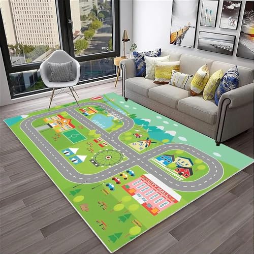 YOUOUSI Kinderspielstrecke, großer Teppich, geeignet für Zuhause, Wohnzimmer, Jungen und Mädchen, Schlafzimmer, Sofa, Fußmatte, Dekoration, Geschenke von YOUOUSI