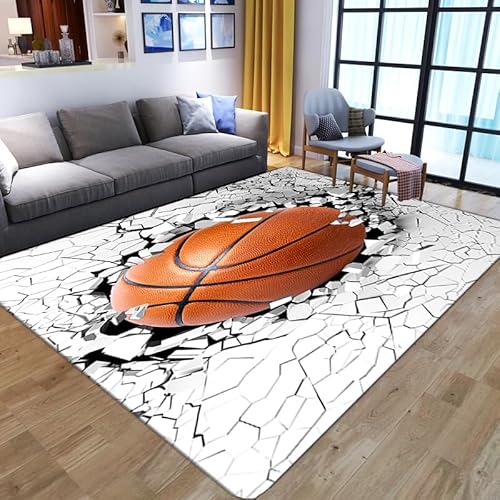 YOUOUSI Kreative gebrochene Wand Basketball Teppich, Wohnzimmer Schlafzimmer Sofa Fußmatte dekorative Teppich, Kinder Spielen rutschfeste Bodenmatte von YOUOUSI
