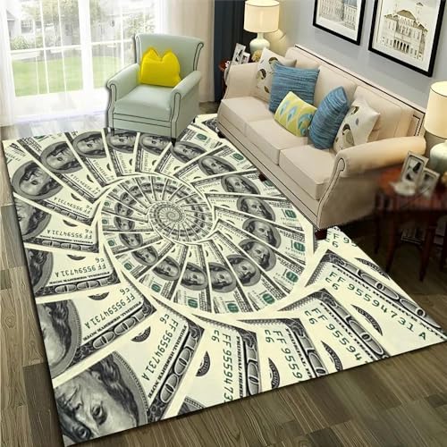 YOUOUSI Kreativer Dollar-Swirl-Teppich für Wohnzimmer, Heimdekoration, Couchtisch-Matte, großer Teppich, rutschfeste Schlafzimmer-Spielmatte von YOUOUSI