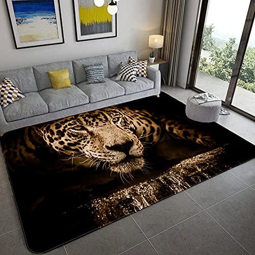 YOUOUSI Leopard 3D Tier Bereich Teppich geeignet für Schlafzimmer Wohnzimmer Teppich Kinderzimmer Kinder Krabbeln rutschfeste Bodenmatte von YOUOUSI