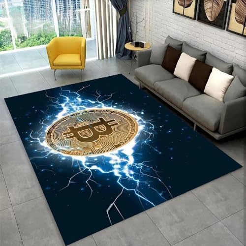 YOUOUSI Lightning Bitcoin Teppich, Heimdekoration, Wohnzimmer, Couchtisch, Bodenmatte, Schlafzimmer, Nachttisch, Teppich, Arbeitszimmer, Bodenmatte von YOUOUSI