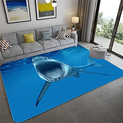 YOUOUSI Moderner Teppich mit Meerestier-Hai-Motiv, Raumdekoration, Heimmatte, maschinenwaschbar, großer Teppich für Schlafzimmer von YOUOUSI