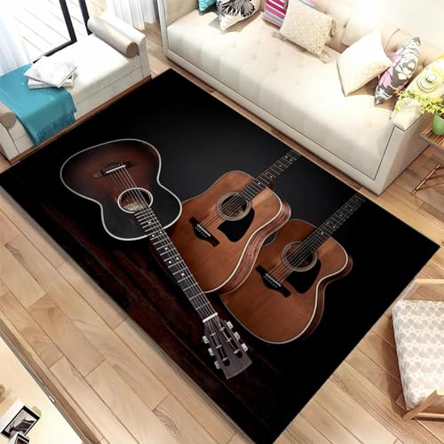 YOUOUSI Musik Gitarre Muster Teppich Eingangstür Bodenmatte Abstrakte Kunst Türmatte rutschfeste Bodenmatte Wohnzimmer Dekoration Bereich Teppich von YOUOUSI