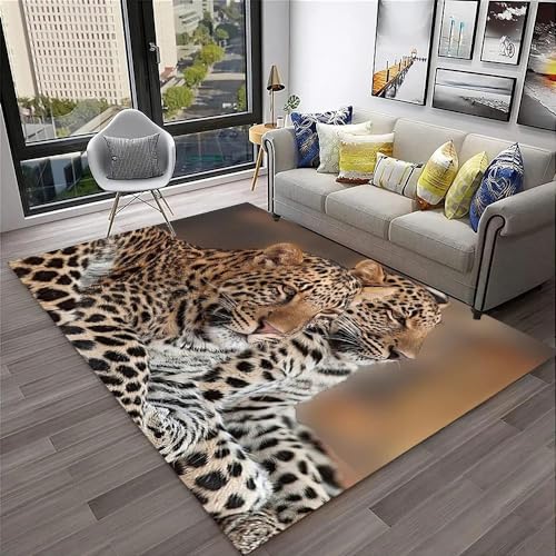 YOUOUSI Paar Tier Leopard Teppich große Wohnzimmer Bereich Teppich Mitteltisch Teppich Kinder Bodenmatte Anti-Rutsch-Matte Geschenk von YOUOUSI