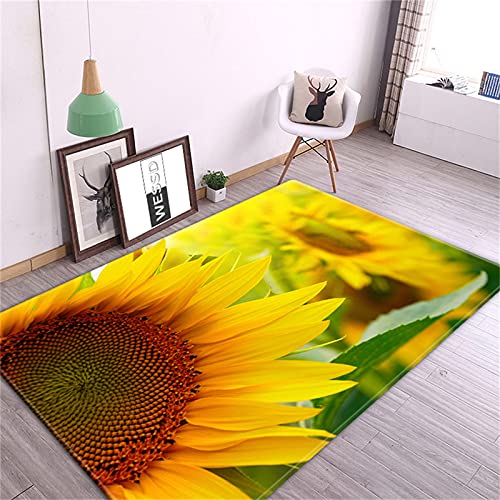 YOUOUSI Pflanze Sonnenblume Wohnzimmer Teppich Sofa Kissen Schlafzimmer Nachttisch Teppich Eingang Anti-Rutsch-Fußmatte Teppich dekorative Matte von YOUOUSI