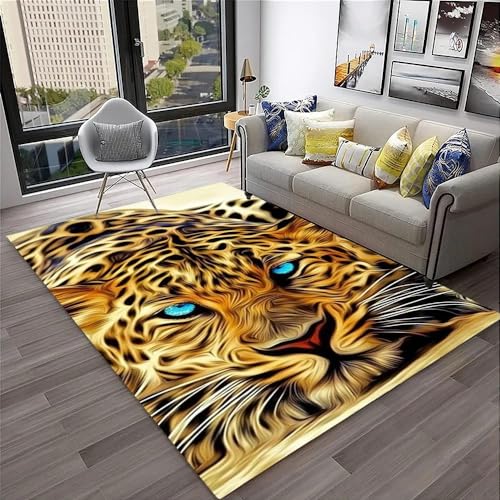 YOUOUSI Raubtier Tier Leopard Großer Teppich für Zuhause, Wohnzimmer, Kinderzimmer, Sofa, Fußmatte, Dekoration, Rutschfester Kinderboden von YOUOUSI