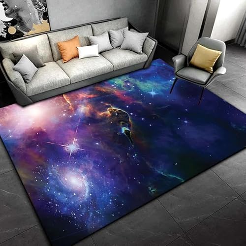 YOUOUSI Teppich mit Galaxie-Wirbel-Muster, für Kinderzimmer, Teenagerzimmer, Wohnzimmer, niedliche Krabbel-Spielmatte, Nachttisch-Teppich von YOUOUSI