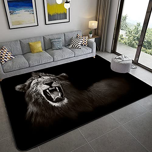 YOUOUSI Teppich mit brüllendem Löwen, geeignet für Zuhause, Wohnzimmer, Schlafzimmer, Sofa, Türmatte, Dekoration, Kinderbereich, Teppich, rutschfeste Matte von YOUOUSI