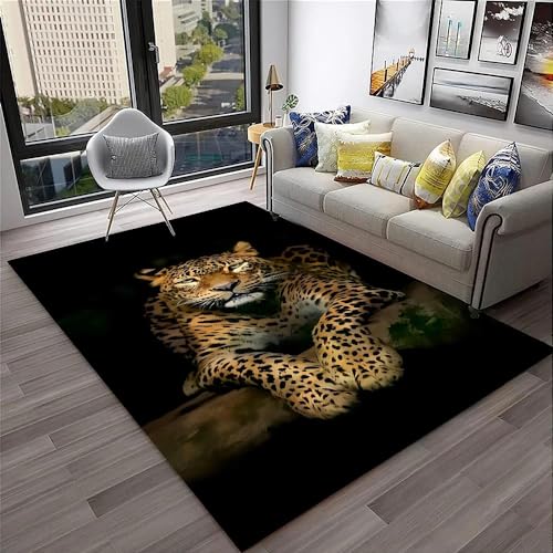 YOUOUSI Tier-Leoparden-Leoparden-Druck, moderner Teppich, Raumdekoration, Heimmatte, maschinenwaschbar, großer Teppich für Schlafzimmer von YOUOUSI
