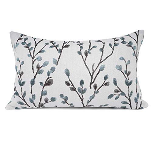 Your Smile Dekokissen Kissenbezug mit klassischer Stickerei, Jacquard, Bauernhaus, rechteckig, Chenille, Blaugrün, 30,5 x 50,8 cm von YOUR SMILE