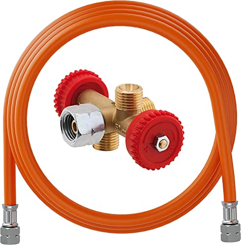 YOURGRILL Premium Set Qualitätsersatzteile im günstigem 2er Pack - Gasschlauch 1,5 m mit Abzweigventil von GOK ⎪Verteiler ⎪Propangas⎪ Gasventil ⎪Gasanschluss (3 Abgänge) von YOURGRILL