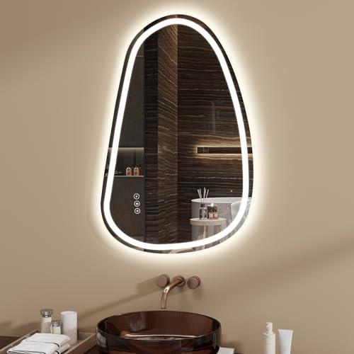YOURLITE Badspiegel mit Beleuchtung 85x55cm, Asymmetrischer LED Badspiegel, Badezimmerspiegel mit Beleuchtung mit Touch-Schalter, 3 Lichtfarben Dimmbar, Beschlagfrei, Horizontal/Vertikal, IP44 YOURLITE Badspiegel mit Beleuchtung 85x55cm, Asymmetrischer LED Badspiegel, Badezimmerspiegel mit Beleuchtung mit Touch-Schalter, 3 Lichtfarben Dimmbar, Beschlagfrei, Horizontal/Vertikal, IP44 von YOURLITE