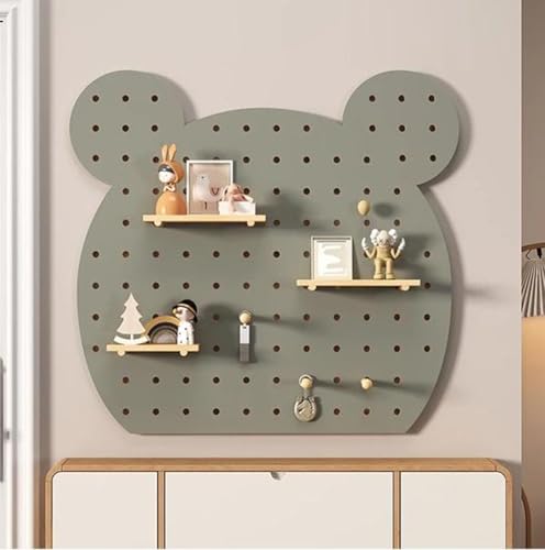 YOUROU Stecktafel-Kombinationsset, Holz-Wand-Organizer, modulare Ausstellung, Stecktafel mit Zubehör, schwimmende Regale, Schlüsselhalter für Bastelraum (Grau, 60 x 60 cm) von YOUROU