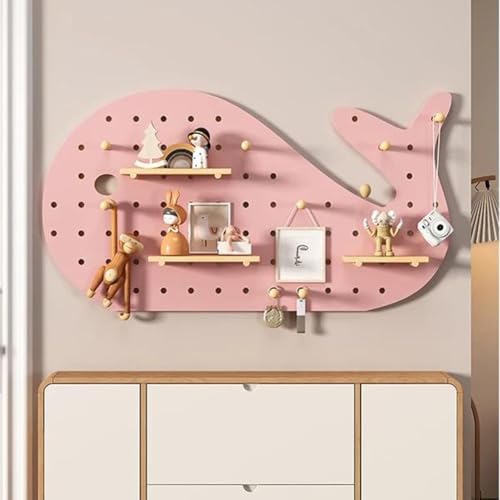 YOUROU Stecktafel-Kombinationsset, Holz-Wand-Organizer, modulare Ausstellung, Stecktafel mit Zubehör, schwimmende Regale, Schlüsselhalter für Bastelraum (Rosa, 40 x 80 cm-B) von YOUROU