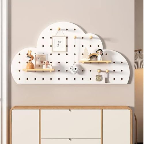 YOUROU Stecktafel-Kombinationsset, Holz-Wand-Organizer, modulare Ausstellung, Stecktafel mit Zubehör, schwimmende Regale, Schlüsselhalter für Bastelraum (weiß, 40 x 80 cm-A) von YOUROU