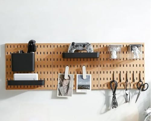 YOUROU Stecktafel-Kombinationsset, Wandpaneele ohne Bohren, modular mit Zubehör, Wand-Organizer, Aufbewahrungslösung für Zuhause und Büro, Khaki, 3 Stück von YOUROU
