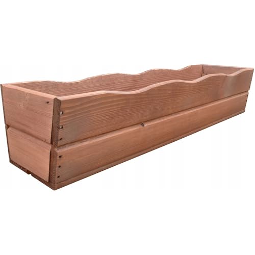 YOURSGARTEN® Blumenkasten |Pflanzkasten aus Kiefernholz| Ideal für Garten und Terrasse | fertig montiert| Farbe: Teak - Groß 84cm von YOURSGARTEN