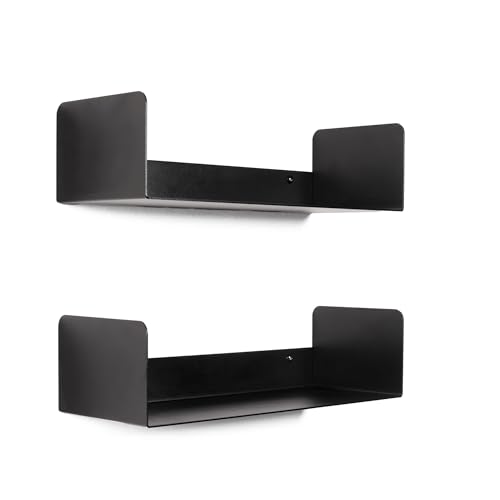 YOUS® Story Stage Bücherregal 2er Set – modernes und Zeitloses Design aus Metall, Wandregal, langlebig und einfach zu montieren – hergestellt in Österreich (Tiefschwarz) von YOUS