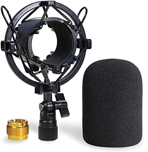 AT2020 Shock Mount with Pop Filter - Foam Windscreen with Microphone Shockmount Reduces Vibration Noise and Blocks Out Plosive for Audio Technica AT2020 AT2035 ATR2500 Condensator Mic by YOUSHARES AT2020 Shock Mount with Pop Filter - Foam Windscreen with Microphone Shockmount Reduces Vibration Noise and Blocks Out Plosive for Audio Technica AT2020 AT2035 ATR2500 Condensator Mic by YOUSHARES von YOUSHARES