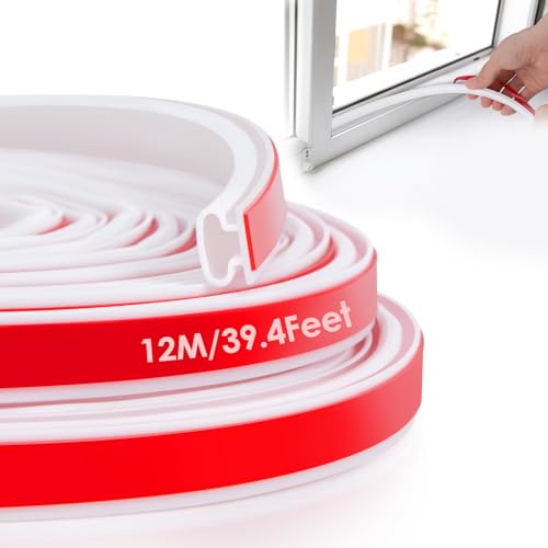 YOUSHARES Dichtungsband Selbstklebend Weiß 12M - Silikon Dichtung für Fenster/Tür, Fensterdichtung Türdichtung Türrahmen Abdichten, Door Seal, Isolierung Kälteschutz, Schalldämmung, Wasserdicht von YOUSHARES