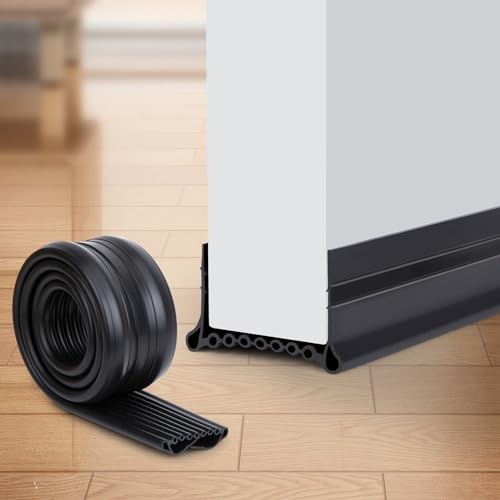 YOUSHARES Zugluftstopper für Türen Schwarz - 1m Silikon Türdichtung Für 3,5-4,4cm Dicke Türen mit einem Spalt unten von 0,8-1.5cm geeignet, Luftzugstopper Selbstklebend für Tür Dichtung Unten von YOUSHARES