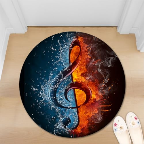 YOUSHIHUI 3D-Wasserflamme-Musiksymbol, rutschfest, modern, für Wohnzimmer, Balkon, Fußmatte, Bereich, Teppich, Kinderzimmer, Wohnzimmer, Teppich, Dekoration von YOUSHIHUI