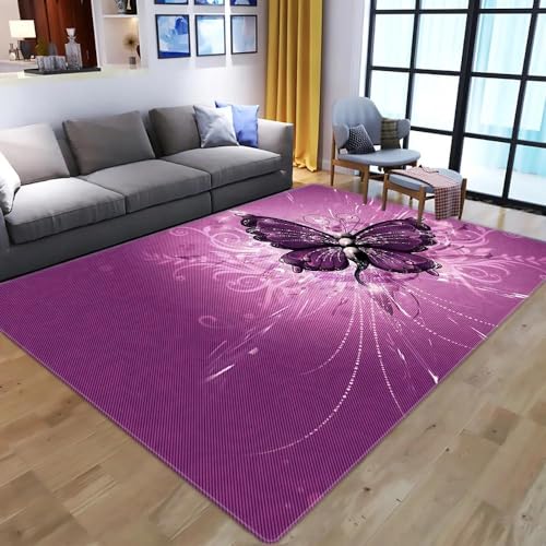 YOUSHIHUI 3D lila Schmetterling Teppich Wohnzimmer große fläche Teppich Computer Stuhl Freizeit Teppich Hause Dekoration Bereich Teppich von YOUSHIHUI