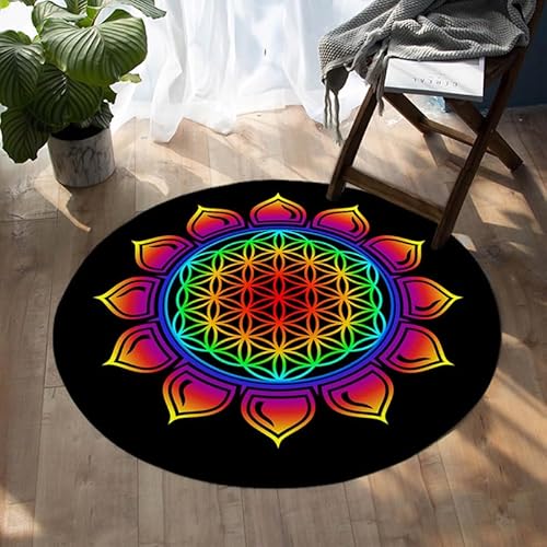 YOUSHIHUI Bunte Mandala Blume Teppich Junge Zimmer Matte Bad Teppich Nordic Stil Hause Boden Matte Badezimmer Sanitär Matte Schlafzimmer Tür Matte von YOUSHIHUI