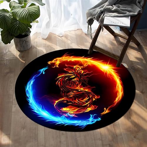 YOUSHIHUI Goldene Blaue Flamme Drachen Teppich Junge Zimmer Matte Bad Teppich Nordic Stil Hause Boden Matte Badezimmer Sanitär Matte Schlafzimmer tür Matte von YOUSHIHUI