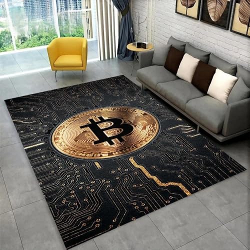 YOUSHIHUI Platine Bitcoin Bodenmatte Anti-Rutsch-Teppich Türabdeckung Innenküche Badezimmer Wohnzimmer Fußmatte Teppich von YOUSHIHUI