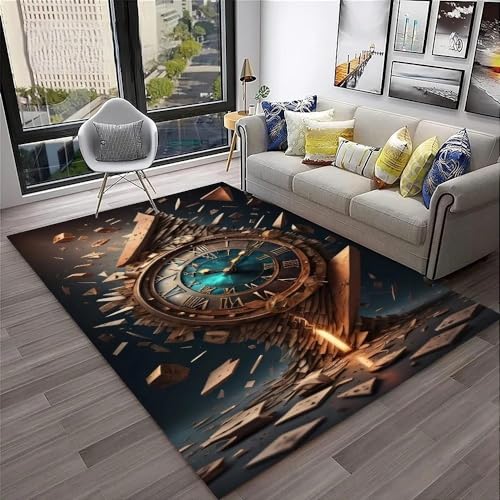 YOUSHIHUI Retro-3D-Uhrenteppich, weicher Badteppich, Rutschfester Duschraum-Bodenteppich für die Badezimmerdekoration zu Hause von YOUSHIHUI