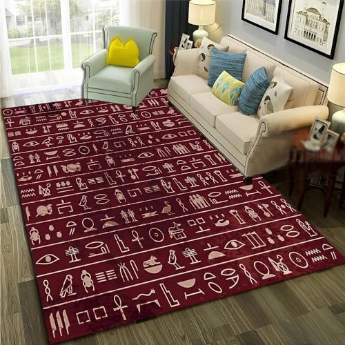 YOUSHIHUI Roter Teppich in Form eines ägyptischen Pharaos, willkommene Fußmatte, Wohnzimmer, Schlafzimmer, Spielzimmer, Teppichdekorationsraum von YOUSHIHUI