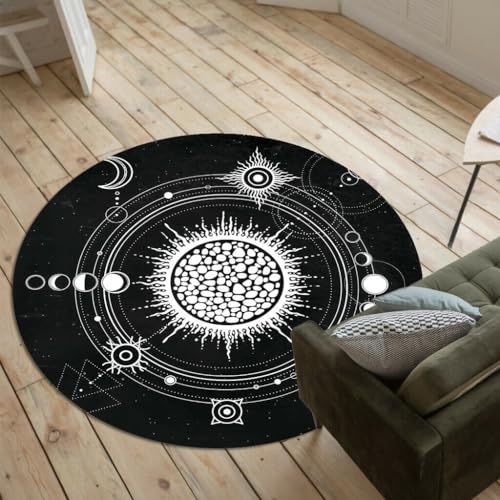 YOUSHIHUI Sonne Mond Stern Bedruckter Teppich Wohnzimmer Sofabereich Teppich Schlafzimmer Nacht Dekorative Matte Küchenteppich Kinderspielbad Rutschfester Teppich von YOUSHIHUI