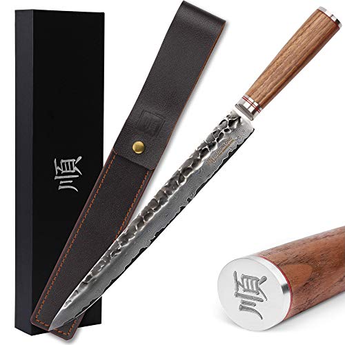 YOUSUNLONG Japanische Fleischmesser 30,5 cm - Damast Stahl - Ergonomischer Holzgriff aus Walnuss YOUSUNLONG Japanische Fleischmesser 30,5 cm - Damast Stahl - Ergonomischer Holzgriff aus Walnuss von YOUSUNLONG