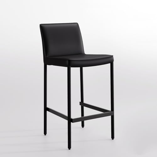 YOUTASTE Barhocker Einzeln, Voll-Leder Barstühle, Küchenstühle mit Rückenlehne, Tresenhocker Bistrohocker mit Fußstütze, Metallrahmen, für Küche, Wohnzimmer, Bar, Retro, Schwarz YOUTASTE Barhocker Einzeln, Voll-Leder Barstühle, Küchenstühle mit Rückenlehne, Tresenhocker Bistrohocker mit Fußstütze, Metallrahmen, für Küche, Wohnzimmer, Bar, Retro, Schwarz von YOUTASTE