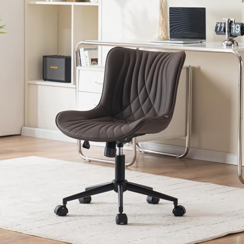 YOUTASTE Bürostuhl Ergonomischer im Fischschwanz-Design, Schreibtischstuhl Drehstuhl mit Rollen, Höhenverstellbarer und Wippfunktion, Computerstuhl für Homeoffice und Büro, Braun von YOUTASTE