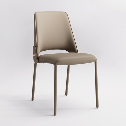 YOUTASTE Esszimmerstühle 1er Set, Voll-Leder Küchenstuhl Wohnzimmerstuhl, Polsterstuhl mit hohe lehne, Metallbeine Schminktisch Stuhl, für Esszimmer Wohnzimmer Küche, Khaki von YOUTASTE