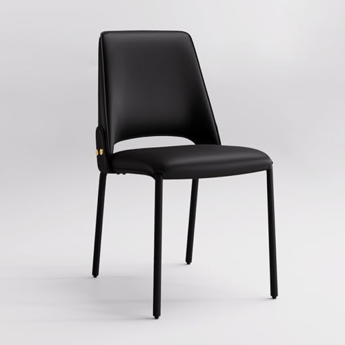 YOUTASTE Esszimmerstühle 1er Set, Voll-Leder Küchenstuhl Wohnzimmerstuhl, Polsterstuhl mit hohe lehne, Metallbeine Schminktisch Stuhl, für Esszimmer Wohnzimmer Küche, Schwarz von YOUTASTE