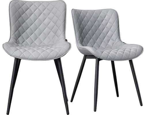YOUTASTE Esszimmerstühle 2er Set Küchenstühle mit Metallbeinen Wohnzimmerstuhl Rückenlehne Kunstleder Sitz Esstisch Stühle Metallfuß Schminktisch Stuhl Für Lounge Empfangsraum, Diamant-Grau von YOUTASTE