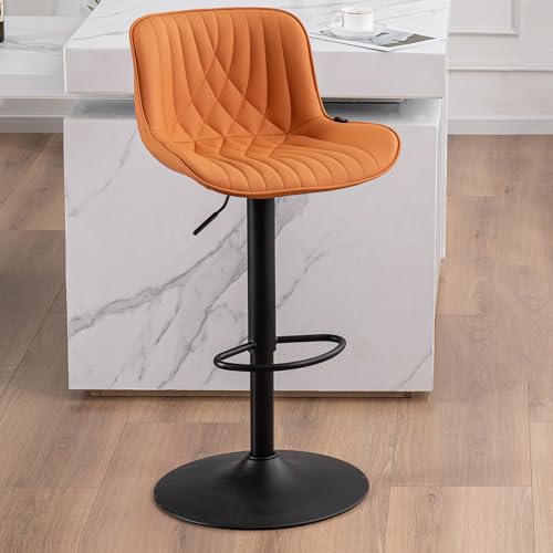 YOUTASTE Barhocker Höhenverstellbar mit PU-Bezug, Drehbare Küchenhocker mit Lehne und Fußstütze, Moderner Bar Stool für Bar, Theke und Küche, Kamel von YOUTASTE