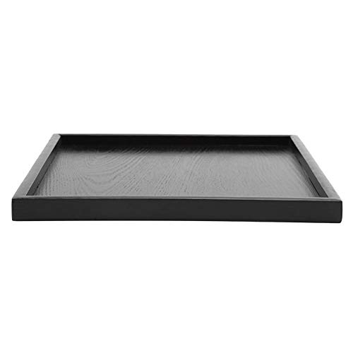 YOUTHINK Schwarz Holz Tee Tablett, Essen Serviertablett, Kuchenplatte Rechteckig, Deko Tablett, Hause Hotel Restaurant Serving Tray für Mahlzeiten für Kaffee, Snack, Speisen, Getränke (30 * 30cm) von YOUTHINK