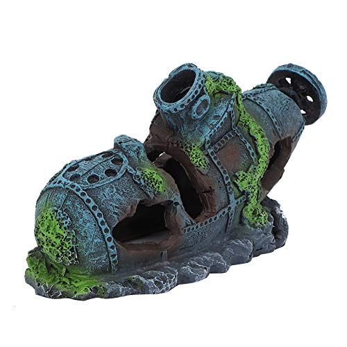 Versunkenes U-Boot-Aquarium Dekorationen Aquarium K¨¹nstliche Simulation Lebensechte Schiffbruch Wasserpflanzen Reptilien Verstecken Haus Aquarium Zubeh?r von YOUTHINK