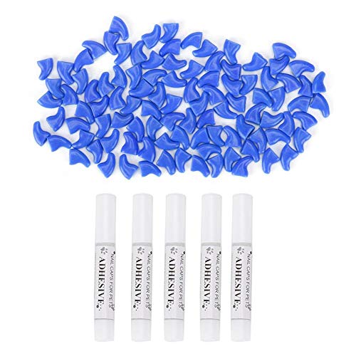 YOUTHINK 100Pcs Soft Pet Cat Kitty Nagelkappen Abdeckung Safe Anti Scratch Dog Claw Protector Covers(M-Blau) von YOUTHINK