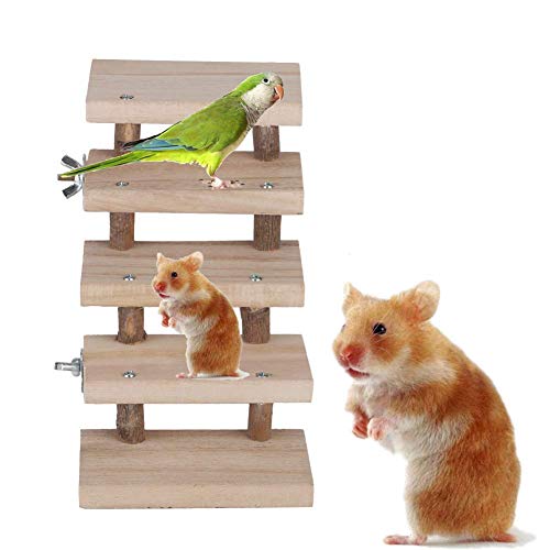 5 Schichten Naturholz Leiter, Kletterleiter Treppe Hamster Spielzeug Holzleiter Hamster Kletterspielzeug für Papagei Guinea Pigs Meerschweinchen Hamster Köfig Zubehör von YOUTHINK