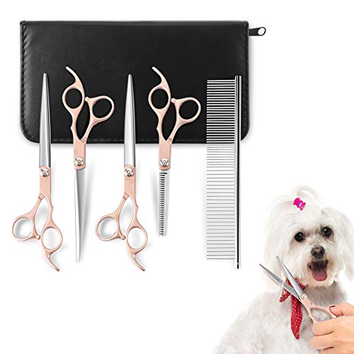 YOUTHINK Hundeschere Set, Professionelles Scheren-Set für die Hundepflege Pflegescherensatz für Haustiere Scharfes Trimmer-Set aus Edelstahl für Hund Katze Haar Pflege von YOUTHINK