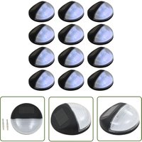 The Living Store Outdoor Solar-Wandleuchten LED 12 Stk. Rund Schwarz - Solarlaterne - Solarleuchte - Außenscheinwerfer - Gartenbeleuchtung - LED von YOUTHUP