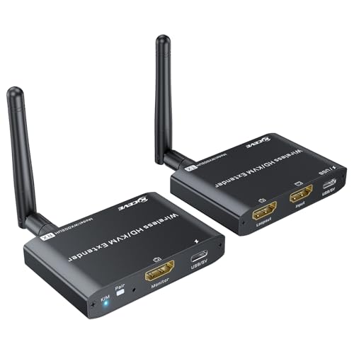 YOUTINGHDAV HDMI KVM Wireless Transmitter and Receiver 200M/660FT, HDMI USB KVM Extender 1 PC 2 Monitore Geteilt Maus und Tastatur, Loop Out, 1080P@60Hz,with 2 USB Cables von YOUTINGHDAV