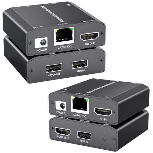 YOUTINGHDAV HDMI USB KVM Extender, Lossless Latency HDMI KVM Extender over IP Ethernet up to 150M via CAT6 / CAT5e,Plug and Play,Support 1080P@60Hz, Loop Out, POE, Mouse and Keyboard Remote Control PC YOUTINGHDAV HDMI USB KVM Extender, Lossless Latency HDMI KVM Extender over IP Ethernet up to 150M via CAT6 / CAT5e,Plug and Play,Support 1080P@60Hz, Loop Out, POE, Mouse and Keyboard Remote Control PC von YOUTINGHDAV